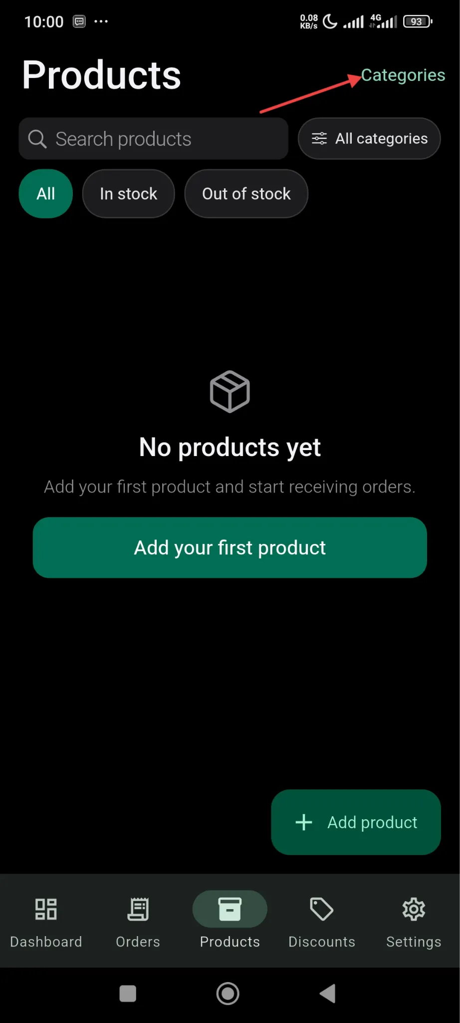 Before adding the product, you need to add the categories. In the Add product Page, click on the
