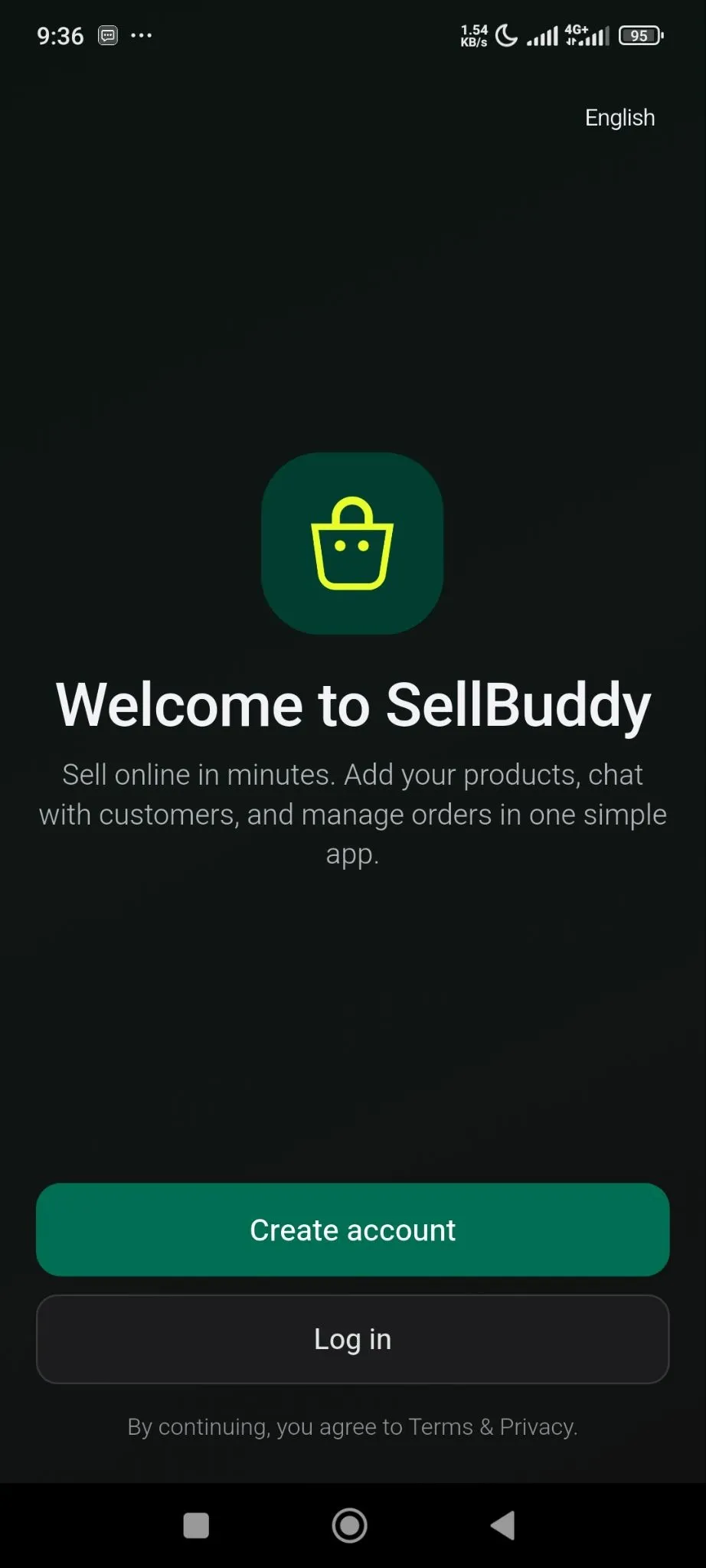 After downloading the app, when you open the app, you will need to create an account by clicking