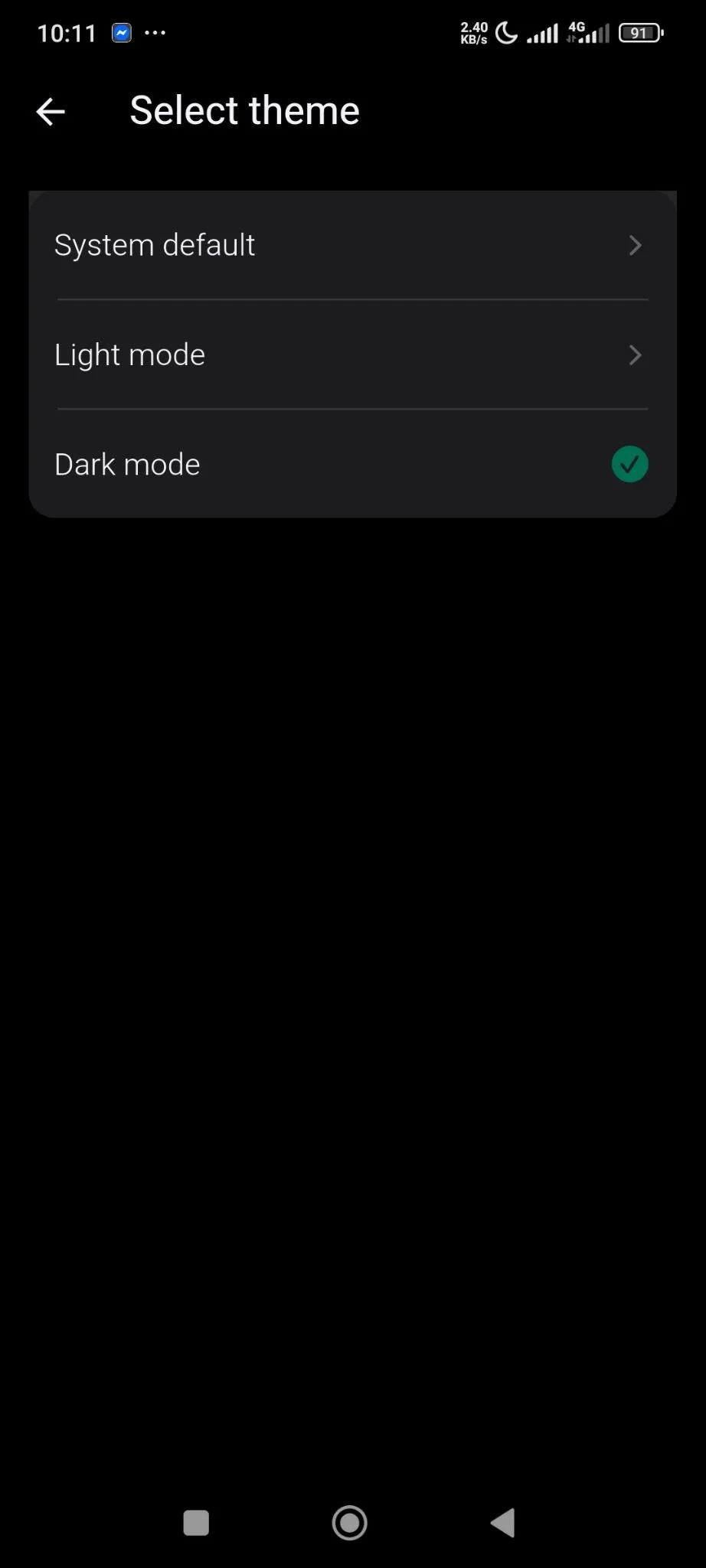 You can switch between different types of themes