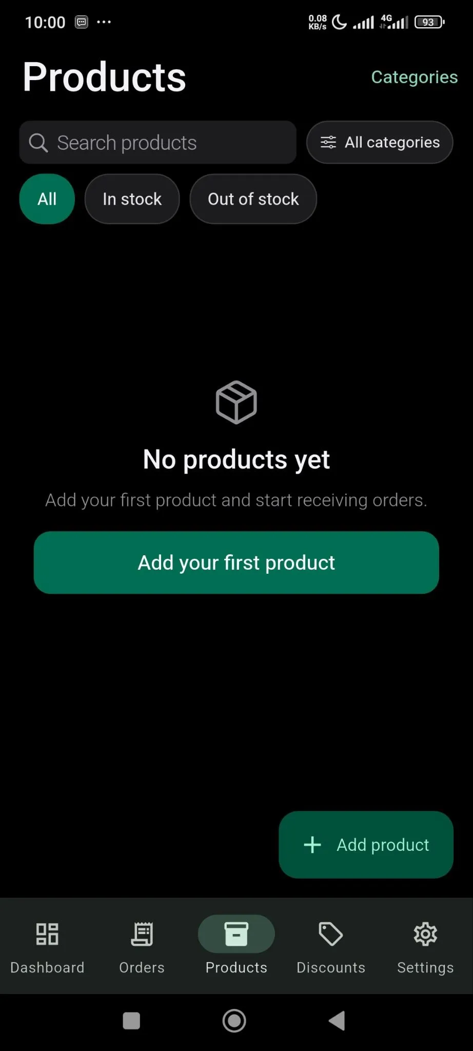 Then, click on the Add Your First Product button
